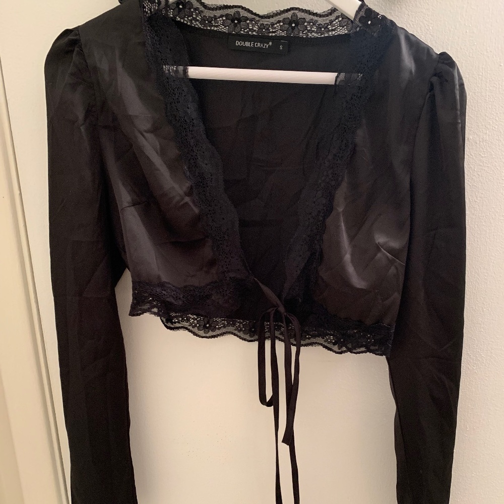 Longsleeve Black Silk Tie Shirt